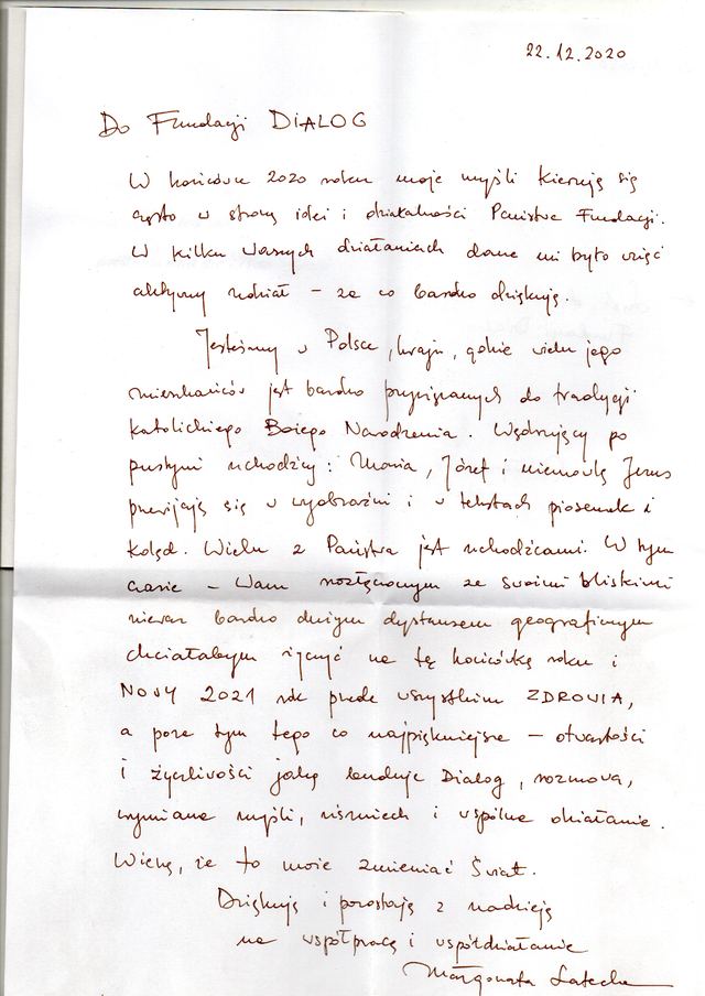 Podziękowanie dla Fundacji Dunaj Instytut Dialogu — skan 09